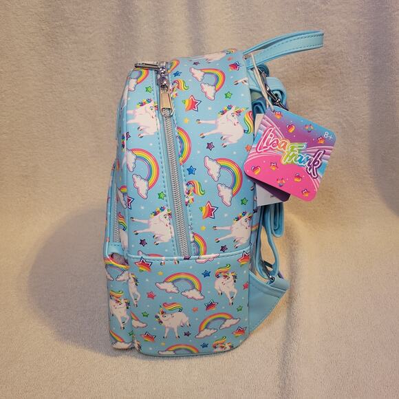 Lisa Frank Markie Unicorn Rainbow Allover Print Blue Mini Loungefly Backpack NWT main image 7